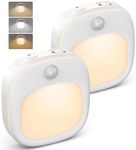 Stick-on Night Lights, 2 Pack Motion Sensor Lights Indoor with 3 Modes Auto/ON/Off, Built-in Magnet, Battery Powered Warm White Lights for Wardrobe, Closet, Kitchen, Bedroom, Stairs