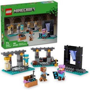 LEGO Minecraft The Armory Building Set, Includes Popular Minecraft Figures Alex and Armorsmith, Action Toy for Gamers and Kids, Gift for Boys and Girls 7 Years Old and Up, 21252