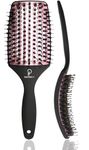 INATEKPRO Hair Brush - Large Paddle Detangler Brush with Ceramic Plate for Faster Blow Drying - Professional Curved & Vented Boar Bristle Hair Brush for Wet, Dry, Curly, Thick, and Straight Hair