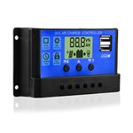 Diymore Solar Charge Controller,30A Solar Panel Charge Controller,12V/24V Solar Panel Battery Regulator with Dual USB Port and LCD Display