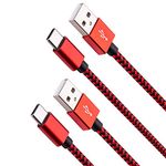 Charger Cable Replacement for Amazon Fire 10 Tablet, Nintendo Switch Lite, Samsung Galaxy S10 S20 S8 Type-C Smartphone - 2-Pack, 6ft, USB C Cord, Nylon Braided, Red