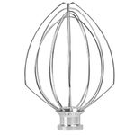 K5AWW Wire Whip Attachment for KitchenAid 6 Quart Bowl-Lift Stand Mixers, 6-Wire Whip Replacement for KitchenAid 6QT Bowl-Lift Mixers, Egg Cream Stirrer, Cakes Mayonnaise Whisk, Silver