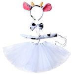 Marrywindix White Cow Costume Tutu Set Animal Fancy Dress Costume Kit Accessories for Kid