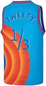 TUEIKGU #1/3 Ty Space 2 Movie Basketball Jersey for Men 90s Hip hop Clothing for Party, Blue, Medium