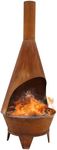 Sunnydaze 6-Foot Rustic Oxidized Cold-Rolled Steel Mexican-Style Chiminea - Rust Patina - Built-in Wood Grate