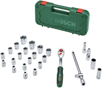 Bosch 1/2 inch Drive Ratchet Socket Set 25-Piece for Automobiles/Bike/Car Repair