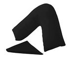 Kanak V Shaped Pillowcase Plain Polycotton Back & Neck Support V Pillow case cover - Orthopaedic/Pregnancy/Nursing Pillow Cover Only - Black