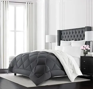 Beckham Hotel Collection Goose Down Alternative Reversible Comforter - All Season - Premium Quality Luxury Comforter - Full/Queen - Grey/White