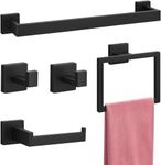 5-Pieces Matte Black Bathroom Accessories Set, 16 Inch Bathroom Hardware Set, SUS304 Stainless Steel Bath Towel Bar Set, Toilet Paper Holder,Towel Racks for Bathroom Wall Mounted