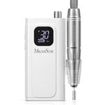 MelodySusie Entry-Level Clip-On Cordless Nail Drill, SC300F 30000RPM Nail E-File with LCD Display for All Manicure Shaping & Gel Removal, Ideal for Training, Nail Art Practice & Home Use, White