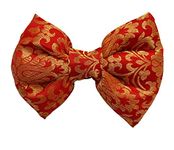 For The Fur Kids Traditional Diwali Pet Bow Tie: Wedding Dog Bow Tie (Red & Gold)