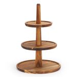 E-ROOM TREND 3 Tier Wooden Cupcake Stand Dessert Cup Cake Holder Tower Tree Wooden Tiered Serving Tray Platter with Acacia Wood Handle for Birthday Party Wedding Baby Shower Home Party (MDP1BNSW)