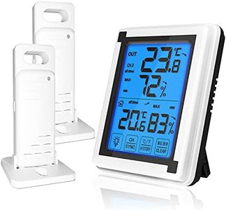 ThreeH Digital Hygrometer Wireless Indoor Outdoor Thermometer Humidity Monitor with 2 Sensors Room Thermometer Hygrometer for Home Office Warehouse (2 Sensors)