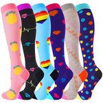 Bropite Compression Socks for Women & Men Circulation- 6 Pairs Compression Socks 20-30 mmhg-Best for Running,Medical,Nurse,Travel