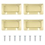 MOROBOR 4Pcs Brass Pocket Doors Drawer Handle Flush Ring Pull, Hidden Concealed Zinc Alloy Knobs for Cabinets, Closets, Drawers