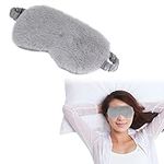 DBOO Silk Eye Mask Rabbit Plush Sleep Mask Blindfold Blackout Eye Cover Travel Portable Eye Shade with Elastic Strap for Women & Men (Grey)