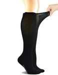 Yomandamor Women's Non-binding Lace Knee-Hi Boot Diabetic Socks with Seamless Toe,4 Pairs, 4 Pairs Black, 9-11