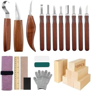 YUTUY Juego de herramientas para tallar madera,29 piezas Herramientas de tallado,Herramientas De Talla De Madera con guantes resistentes a cortes,Para Principiantes, Grabadores y Artistas