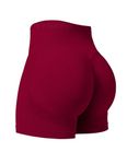 YEOREO Professional Women Workout Shorts 3.6" Scrunch Shorts Seamless High Waisted Contour Gym Yoga Biker Shorts Wine Red