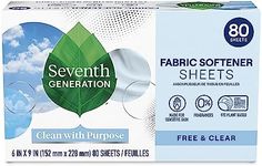 Seventh Generation Fabric Softener Sheets, Free and Clear, 80-Count