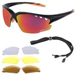 Rapid Eyewear Expert Cycle MULTI LENS SUNGLASSES FOR CYCLING Polarized, Clear & Low Light Winter Lenses Included. For Men & Women. UV 400 Anti Glare Glasses Optics. Also For Running & Triathlons