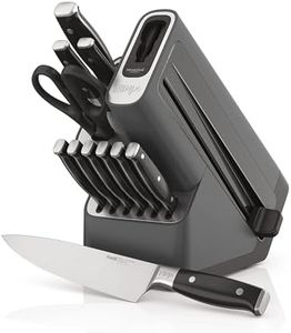 Ninja K32012 Foodi NeverDull Premium Knife System, 12 Piece Knife Block Set with Built-in Sharpener, German Stainless Steel Knives, Black