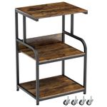 EasyCom Printer Stand- 3 Tier Printer Table with Wheels- Industrial Printer Storage Cart- Rolling Printer Cart with Storage Shelf for Printer Scanner Fax Home Office Use- Rustic Brown