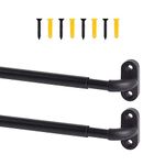 TYRON 2 Pack Screwed Sash Curtain Rod Adjustable 12-18 Inch, 3/8 In. Diameter, Small Front Door Curtain Rod (Black)