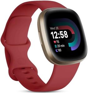 Odbeai Compatible with Fitbit Sense&Sense2 Bands Versa 3&4 Bands Women Men,Classic Sport Replacement Wristbands Soft Waterproof Strap Watchband for Versa 3&4/Sense&Sense2(Large, Red)