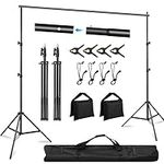 MSKIRA Backdrop Stand, 6.5×10Ft Adjustable Photography Backdrop Stand Kit Heavy Duty Background Stand Backdrop Support System with Carry Bag, Spring Clamps, Backdrop Clips for Decoration Party Wedding