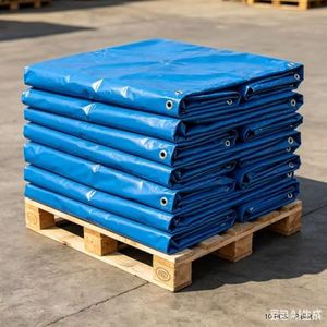 KIM W. LION Heavy Duty Waterproof Poly Tarp, 50x100 Feet, 10 Pack, Blue, with Brass Grommets and Reinforced Edges, UV Resistant