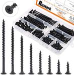 Rustark 160-Pcs #7 x 3/4 Inch Coarse Thread Phillips Bugle Head Wood Screws Assortment Kit Ideal for Drywall and Sheetrock, Black