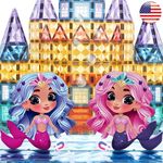 Little Pi Mermaid Princess Magnetic Building Blocks Castle - Magnet Tiles Doll House - Educational Stem Playset Toddler Toys - Birthday Gift for Kids Age 3 4 5 6 7 8 Year Old Girls & Boys