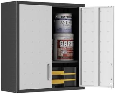 OPTYMIRA Garage Wall Cabinet Metal Storage Cabinet with Lock Wall Mounted Heavy Duty Steel Tool Cabinet with 2 Doors Hanging Cabinet for Garage Warehouse Bathroom Kitchen,Assembly Required