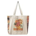 BROADREAM Canvas Tote Bag Aesthetic - Zippered Book Tote Bag with Interior Pocket by Cute Shoulder Tote Bags for Women Shopping & Travel - Best Gift for Teacher Mom Friendship Wife Classmate Birthday