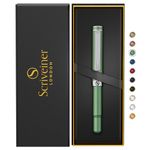 Scriveiner Green Rollerball EDC Luxury Pen, Stunning Pocket Pen with Chrome Finish, Cool Writing Pen, Best Pen Gift for Men & Women, German Schmidt Refill, Nice Present, Fancy Office Designer Pen Set