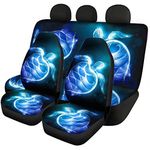 TSVAGA Novelty Turtle Design Car Seat Covers Full Set Auto Seats Protection Soft Elastic Spandex Universal Fit for Sedan SUV Truck Breathable Vehicle Seat Cover Front and Rear Bench Seats Cover