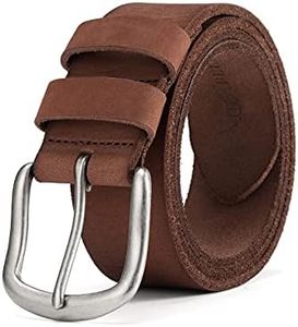 BELTER Mens Belts 100% Cowhide Leather Belt Men Cowboy Casual Dress Work for 34”-54” Waist Black & Brown (34"-36" Waist, Brown)