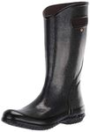 BOGS Women's Rainboot Glitter Print Waterproof Rain Boot, Black, Size 9.0