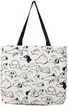 Komociya Cute Dog Tote Bag with Zipper Canvas Tote Bag for Women Trendy Reusable Travel Book Tote for Grocery Shopping