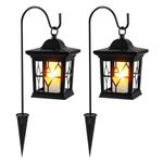 Sunlar Hanging Solar Lights, Outdoor Waterproof Solar Garden Lights with 2 Shepherd Hooks Landscape Lighting for Lawn Patio Yard Pathway Driveway 2 Pack