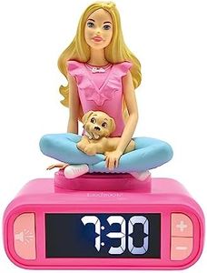 Lexibook Barbie Night Light Clock Alarm Clock for Boys Girls Snooze Pink RL800BB