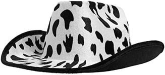 Juvolicious Cow Print Cowboy Hat for Men, Women - Western Cowgirl Hat for Costume, Birthday Party (Black, Adult Size)