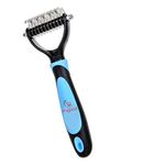 PET Grooming Rake Comb Brush For Dogs Cats With Long Thick Hair | Professional Deshedding Dematting Pet Supplies (Blue)