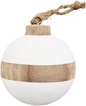 Mud Pie Paulownia Wood Christmas Ornament, Ball, 4" x 3.25"