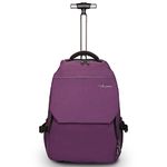 HollyHOME 19 inches Large Storage Multifunction Travel Wheeled Rolling Backpack, Purple