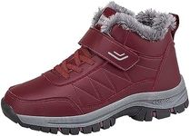 Berimaterry Warm Lined Winter Boots Men Women Waterproof Winter Shoes Non-Slip Trekking Hiking Shoes Snow Boots, red, 6 UK