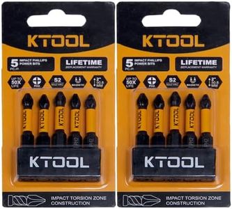 KTOOL Impact Driver Bit Set 10 Pack - #2 Phillips 2 Inch Shockproof Bits, Magnetic S2 Steel Heavy Duty Torsion Design Power Screwdriver Bits with Hex Bit Holder Rack