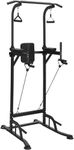 LN COZY CORNER Multi-Function Power Tower Pull Up Station, Height Adjustable Dip Bar with Resistance Bands, Home Gym Strength Training Equipment for Full-Body Workout, Supports 330 LBS