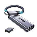 Fulfalic Video Capture Card, 4K HDMI to USB C 3.0 Capture Card, 1080P HD 60fps Live and Record Video Audio Grabber for Gaming, Streaming, Teaching, Video Conference